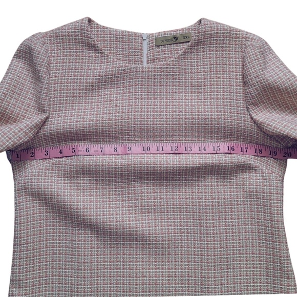 IVY Moda Tweed Shift Dress XXL Pink Winter Wool Blend Workwear Church Outfit - Picture 6 of 8